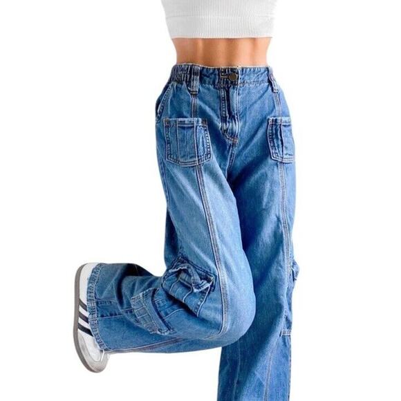 BDG Y2K Cargo Jeans Wide Leg Urban Outfitters Size 29 blue - Picture 1 of 14